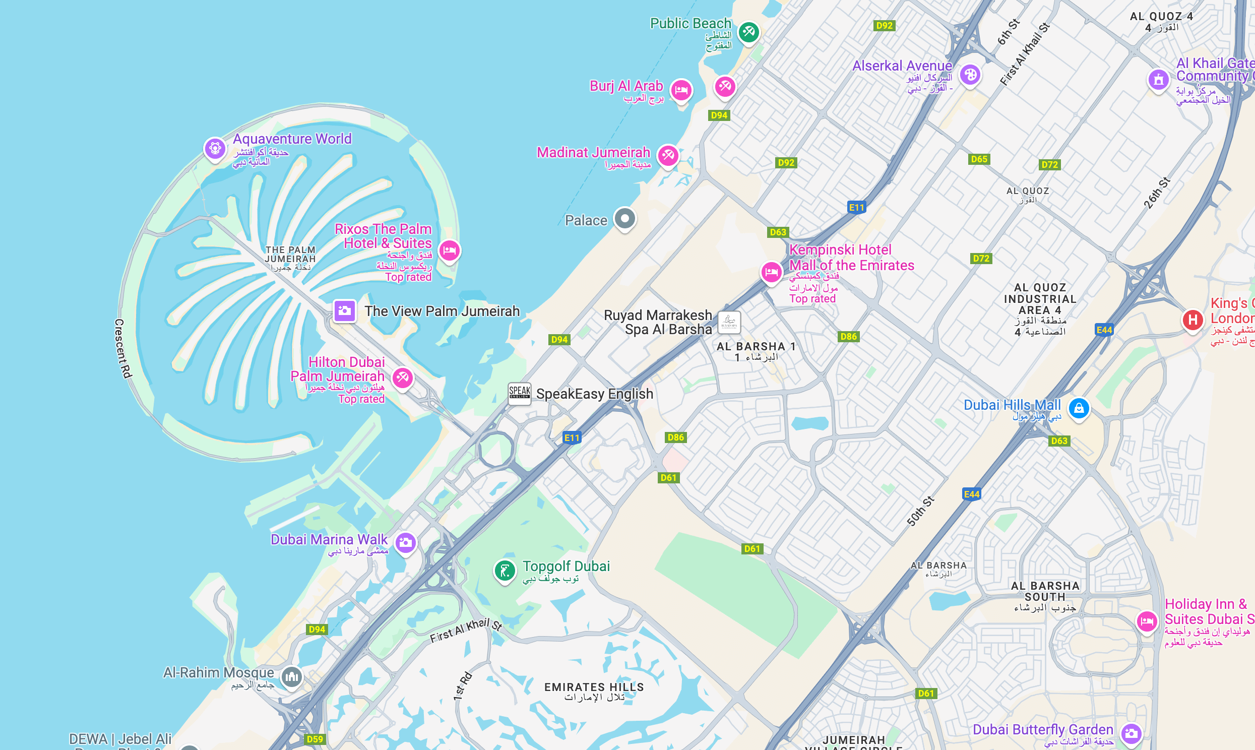 Palm Jumeirah, Dubai Map